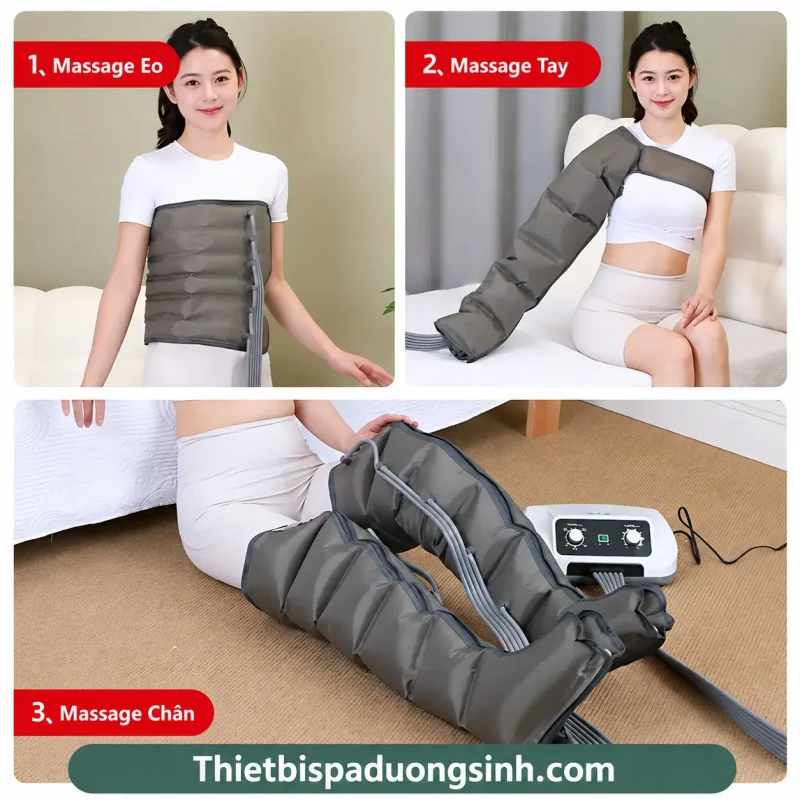 (6 KHOANG ĐỦ BỘ) Máy Nén Ép Suy Giãn Tĩnh Mạch – Máy Nén Ép Trị Liệu, Massage Chân Đa Năng, Nén Khí