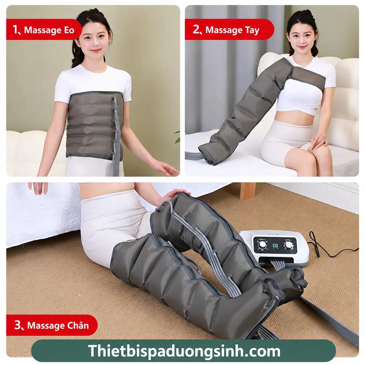 5 (6 KHOANG ĐỦ BỘ) Máy Nén Ép Suy Giãn Tĩnh Mạch – Máy Nén Ép Trị Liệu, Massage Chân Đa Năng, Nén Khí