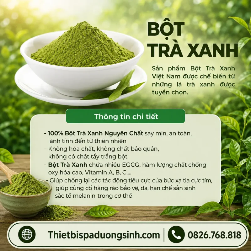 Bột Trà Xanh Nguyên Chất 100% Mặt Nạ Trà Xanh Đắp Mặt Bóc Bã Nhờn, Ngừa Mụn, Mờ Thâm 1000G