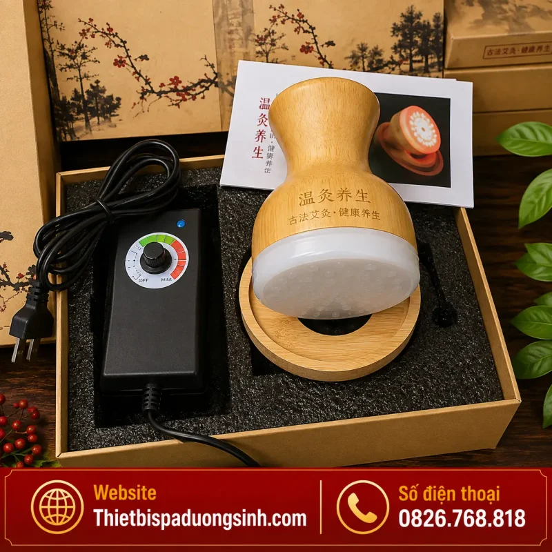 Cốc Nhiệt Hồng Quang – Cốc Hồng Quang Thần Cứu Trị Liệu Có Đèn Massage Đả Thông Kinh Lạc