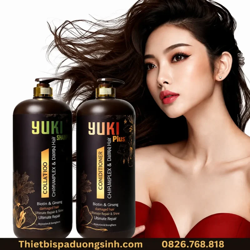 Dầu Gội Xả YUKI Plus Collagen & Keratin 2000ml– Chăm Sóc Tóc Mềm Mượt, Bóng Khỏe