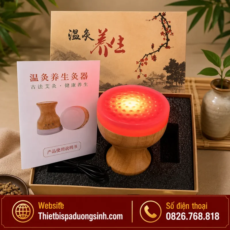 Cốc Nhiệt Hồng Quang – Cốc Hồng Quang Thần Cứu Trị Liệu Có Đèn Massage Đả Thông Kinh Lạc