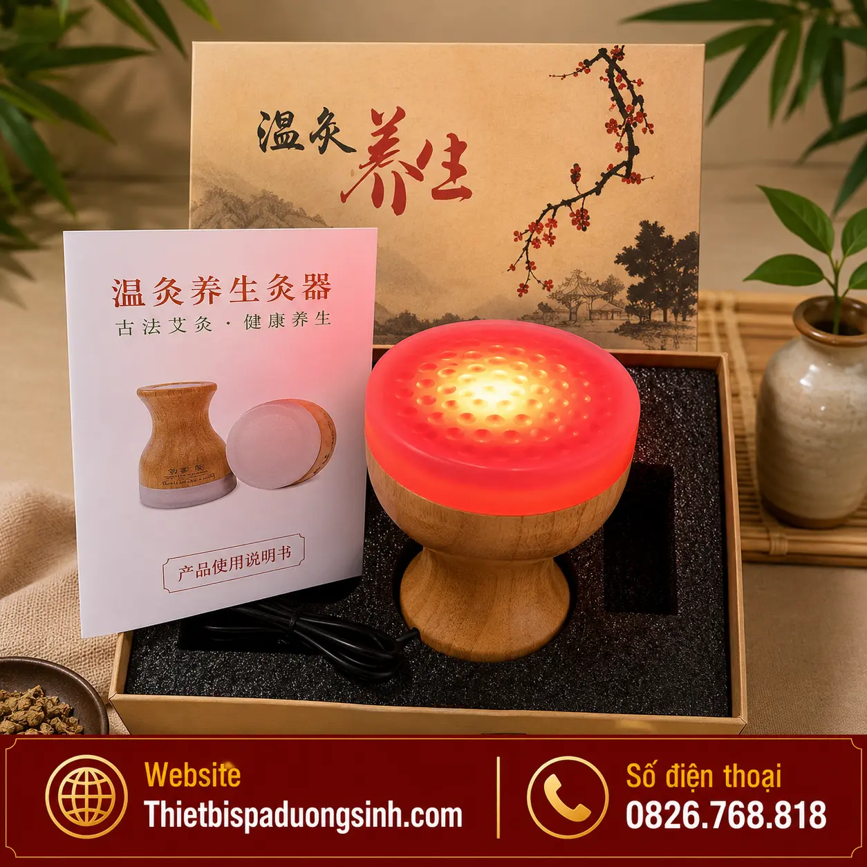 7 Cốc Nhiệt Hồng Quang – Cốc Hồng Quang Thần Cứu Trị Liệu Có Đèn Massage Đả Thông Kinh Lạc