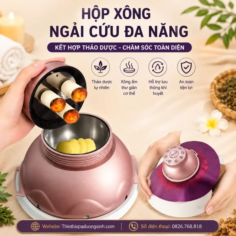 Hộp Xông Ngải Cứu Đa Năng – Sử Dụng Cho Toàn Bộ Cơ Thể, Massage Dưỡng Sinh Đông Y