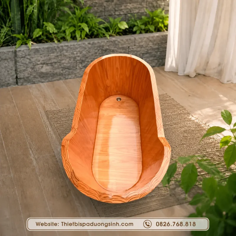 Bồn Tắm Gỗ Bo Viền – Thiết Kế Sang Trọng, Chắc Chắn Cho Không Gian Thư Giãn