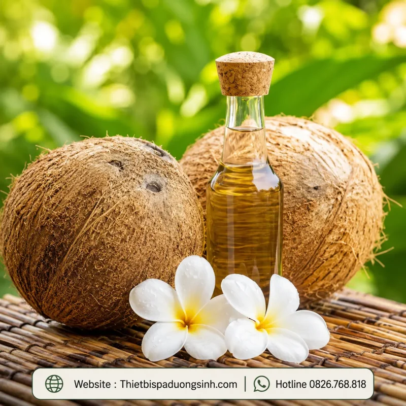 TINH DẦU DỪA NGUYÊN CHẤT 100% CHAI 1000ML – DƯỠNG DA, CHĂM SÓC TÓC & MASSAGE