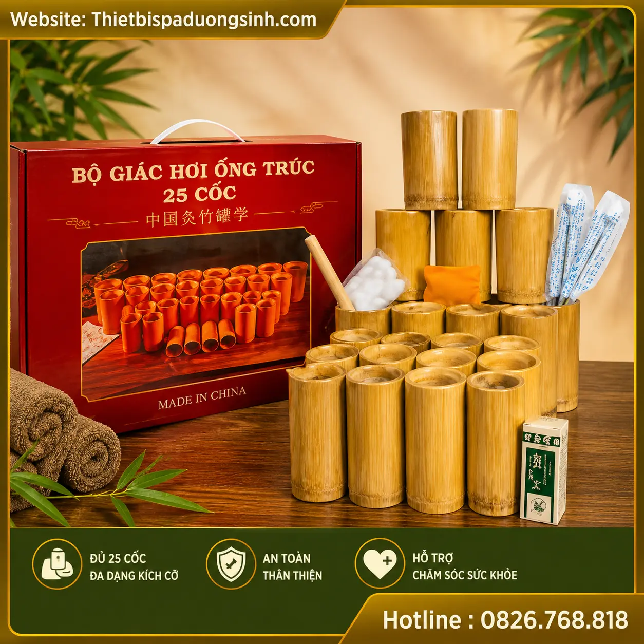 7 GIÁC HƠI TRÚC SIÊU BỀN ĐẸP – ỐNG GIÁC HƠI BẰNG TRÚC ĐỦ KÍCH CỠ – TẶNG KÈM DỤNG CỤ GIÁC
