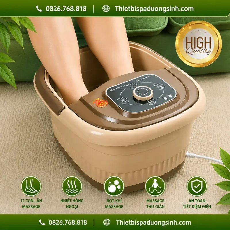 Máy Ngâm Chân Massage Cao Cấp – Bồn Ngâm Chân Tự Làm Nóng Nước, Sục Khí, Massage Thư Giãn