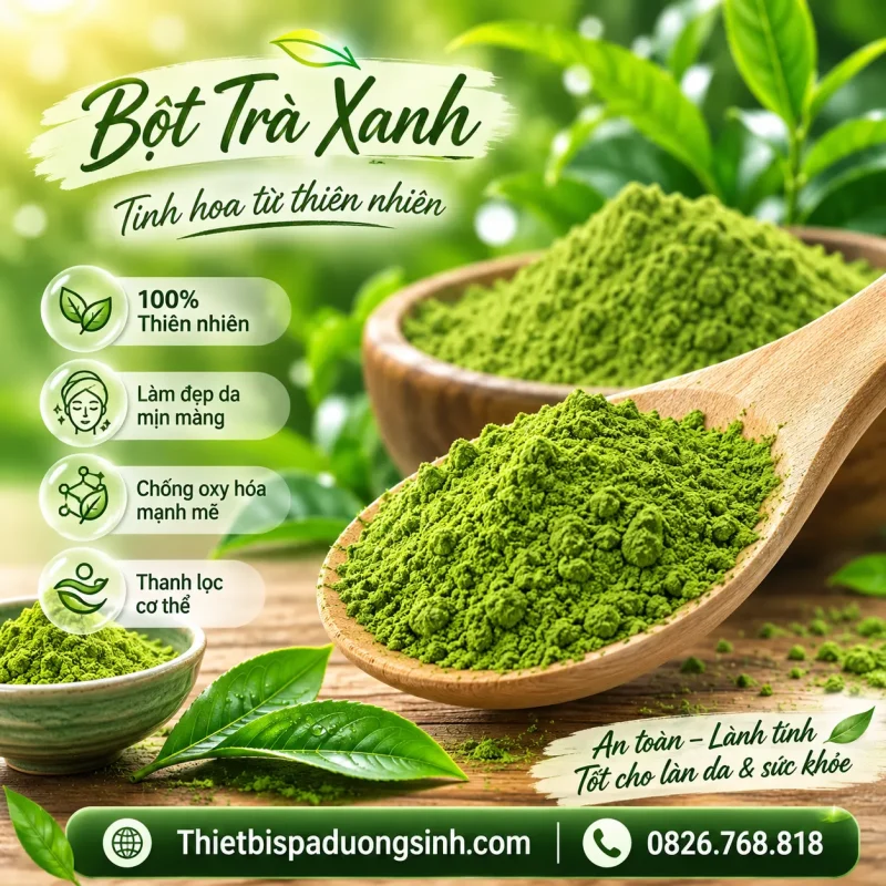 Bột Trà Xanh Nguyên Chất 100% Mặt Nạ Trà Xanh Đắp Mặt Bóc Bã Nhờn, Ngừa Mụn, Mờ Thâm 1000G