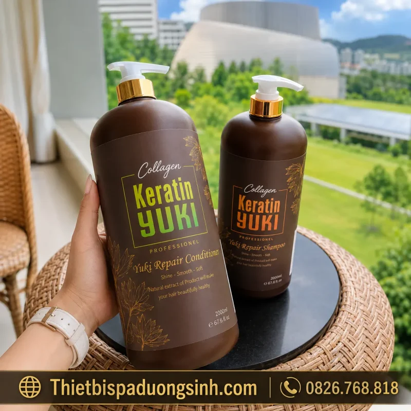 Dầu Gội Xả YUKI Keratin Collagen 2000ml – Chăm Sóc Tóc Khô Xơ, Cho Tóc Mềm Mượt & Bóng Khỏe