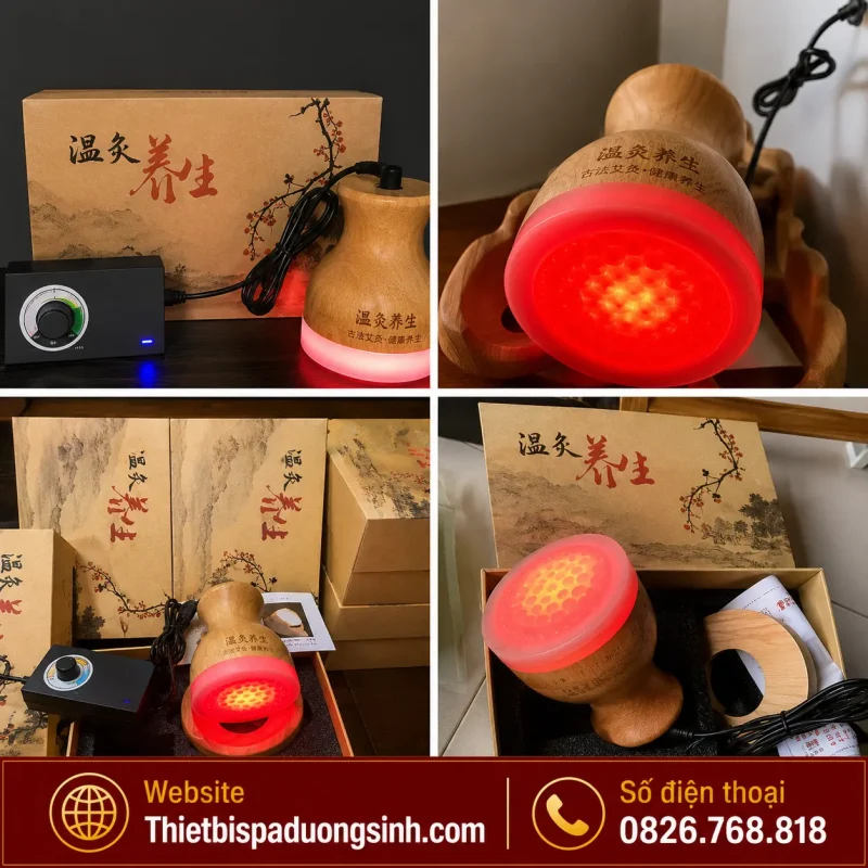 Cốc Nhiệt Hồng Quang – Cốc Hồng Quang Thần Cứu Trị Liệu Có Đèn Massage Đả Thông Kinh Lạc