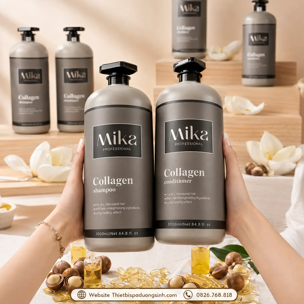 8 Dầu Gội Collagen MIKA – Phục Hồi Tóc Hư Tổn, Hỗ Trợ Giảm Dầu Bết, Gàu Và Gãy Rụng
