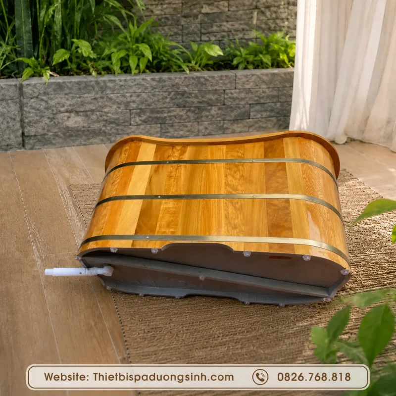 Bồn Tắm Gỗ Pơ Mu Dáng Miệng Cong Bo Viền