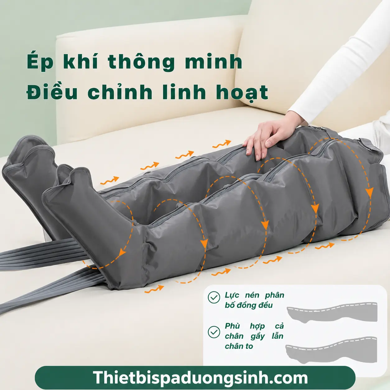8 (6 KHOANG ĐỦ BỘ) Máy Nén Ép Suy Giãn Tĩnh Mạch – Máy Nén Ép Trị Liệu, Massage Chân Đa Năng, Nén Khí