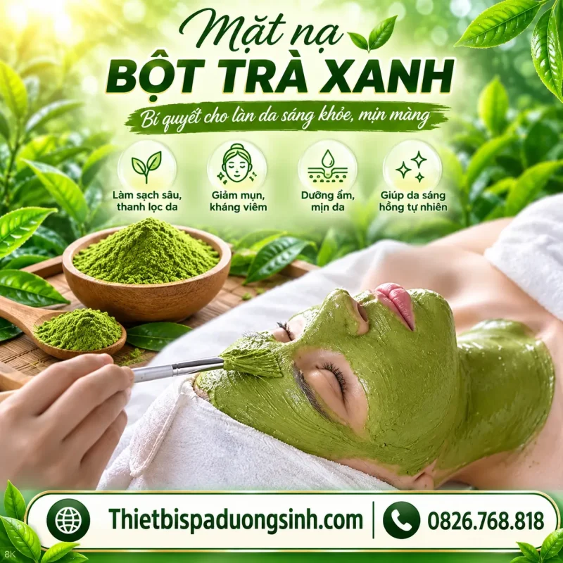 Bột Trà Xanh Nguyên Chất 100% Mặt Nạ Trà Xanh Đắp Mặt Bóc Bã Nhờn, Ngừa Mụn, Mờ Thâm 1000G
