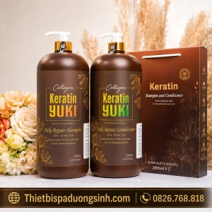 Dầu Gội Xả YUKI Keratin Collagen 2000ml – Chăm Sóc Tóc Khô Xơ, Cho Tóc Mềm Mượt & Bóng Khỏe