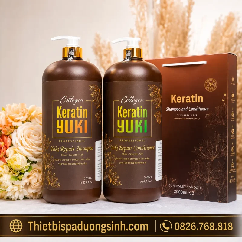 Dầu Gội Xả YUKI Keratin Collagen 2000ml – Chăm Sóc Tóc Khô Xơ, Cho Tóc Mềm Mượt & Bóng Khỏe