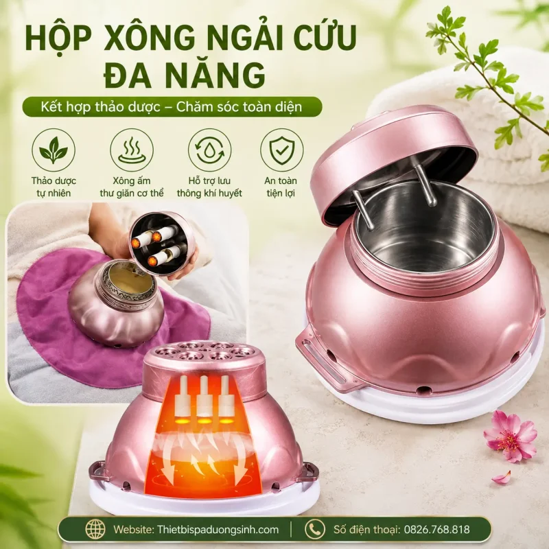 Hộp Xông Ngải Cứu Đa Năng – Sử Dụng Cho Toàn Bộ Cơ Thể, Massage Dưỡng Sinh Đông Y