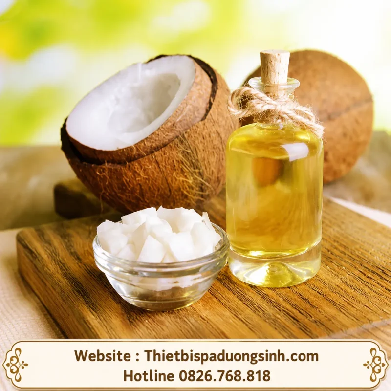 TINH DẦU DỪA NGUYÊN CHẤT 100% CHAI 1000ML – DƯỠNG DA, CHĂM SÓC TÓC & MASSAGE