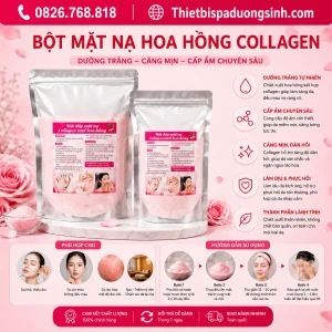 Bột Dẻo Mặt Nạ Hoa Hồng Collagen Cánh Hoa Hồng 1000g – Mặt Nạ Đắp Mặt Dưỡng Da Mềm Mịn Cho Spa