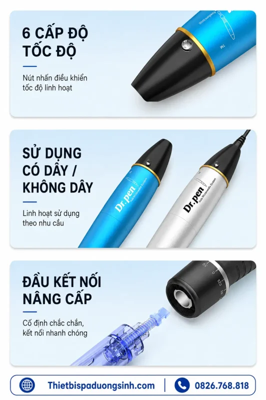 Máy Phi Kim Dr.pen A1-W Tích Điện – Cấy Trắng, Cấy Tảo, Cấy Phấn, Chăm Sóc Da Chuyên Nghiệp