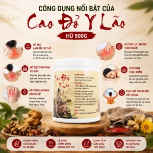 Cao Đỏ Y Lão Hũ 500G – Hỗ Trợ Làm Ấm Cơ Thể, Thư Giãn Cơ Bắp Và Massage Dưỡng Sinh