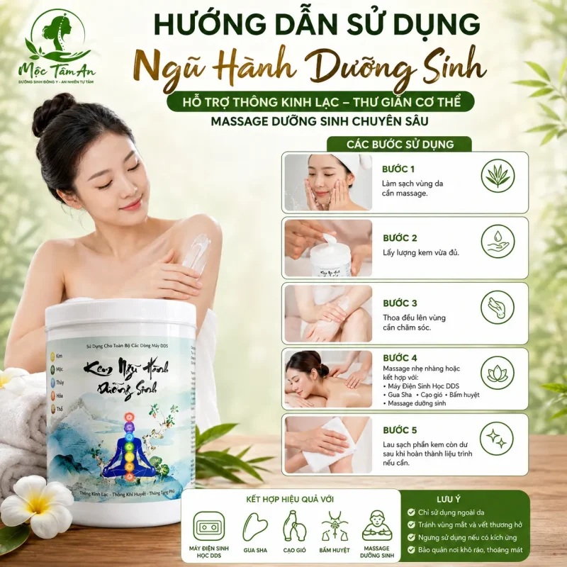 Kem Ngũ Hành Dưỡng Sinh 1kg – Hỗ Trợ Thông Kinh Lạc, Thư Giãn Cơ Thể, Massage Dưỡng Sinh Chuyên Sâu